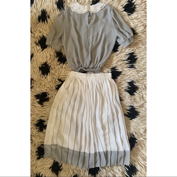 VINTAGE JONATHAN MARTIN PLEATED SKIRT + PETER PAN BLOUSE COORD SET - Picture 7 of 7